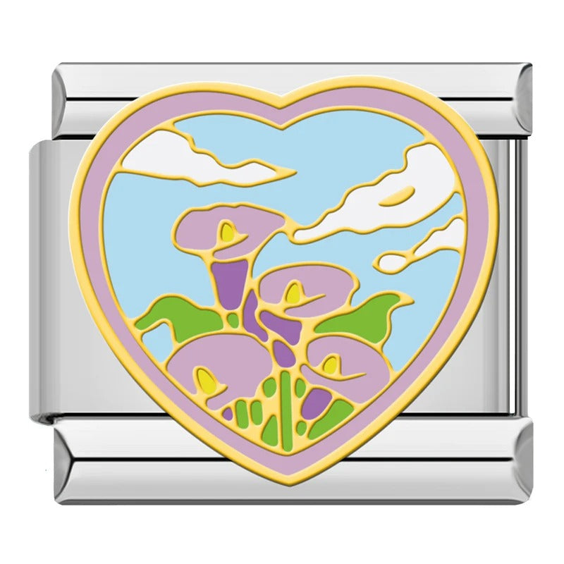 Charm Coração e Flores