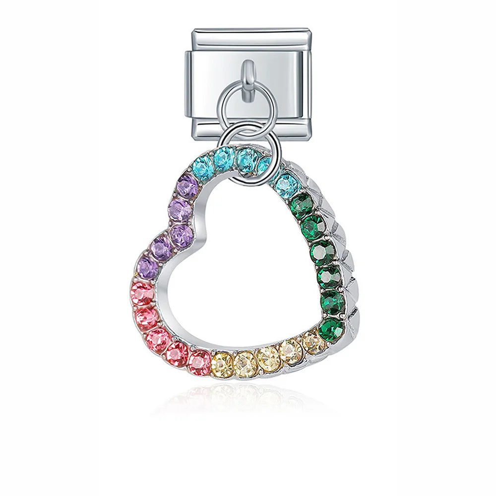 Charm Pendant Coração Vazado com Pedras®