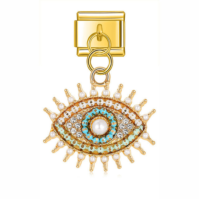Charm Pendant Olho Grego com Pedrarias Gold®