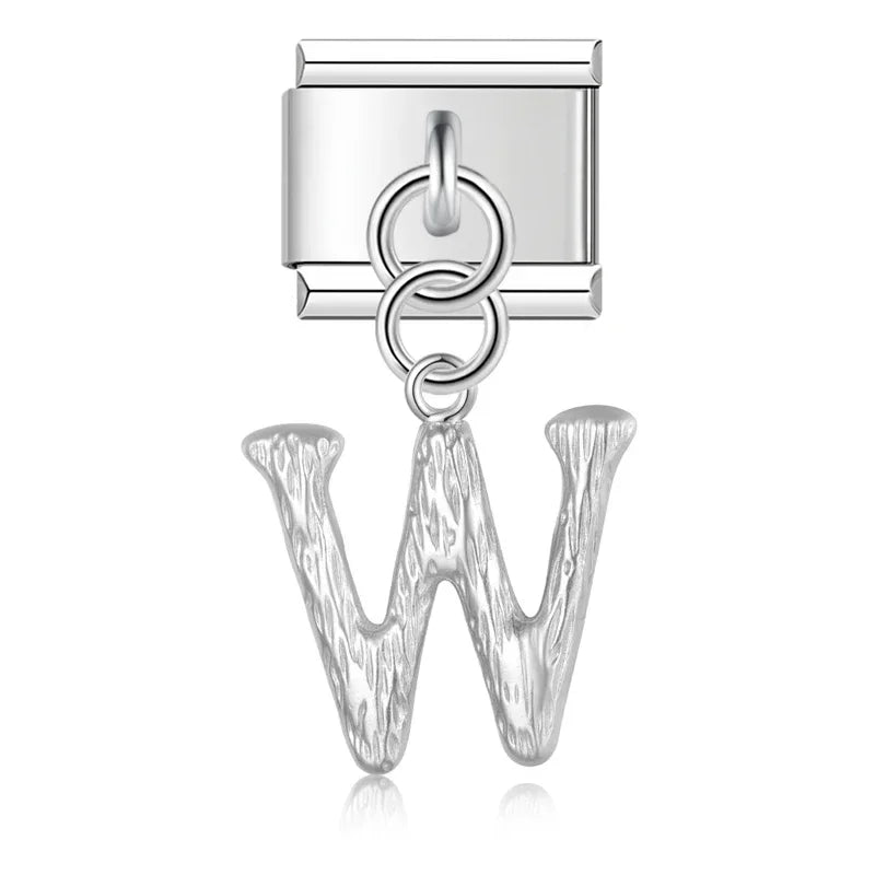 Charms Pendant A até Z Texturizado Prata