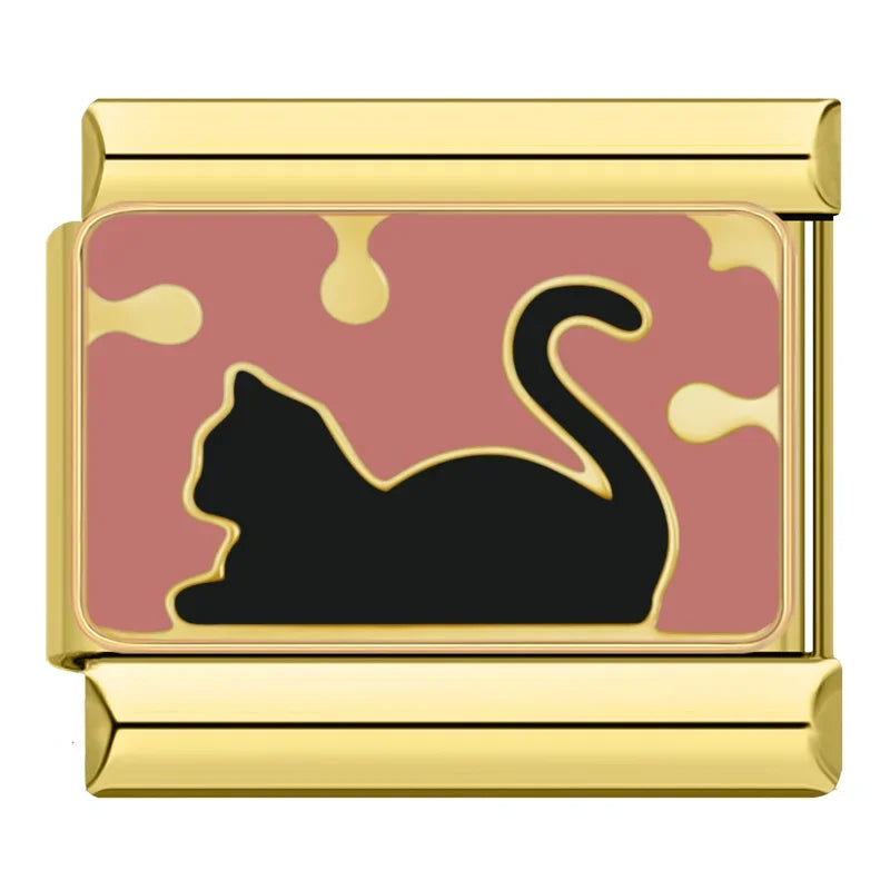 Charms Amantes de Gatos Prata e Dourado