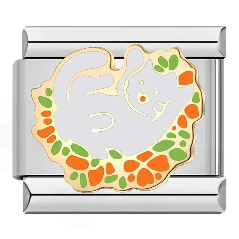 Charms Amantes de Gatos Prata e Dourado