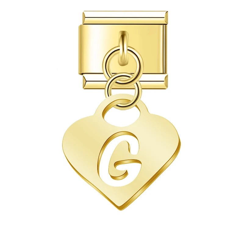 Charm Pendant Letras A até Z Coração Gold