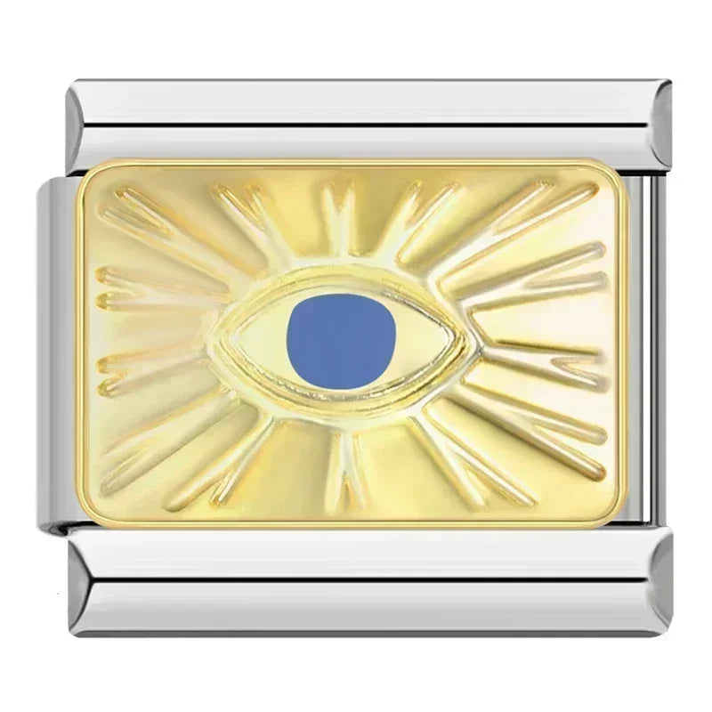 Charm Olho Azul Dourado Prata