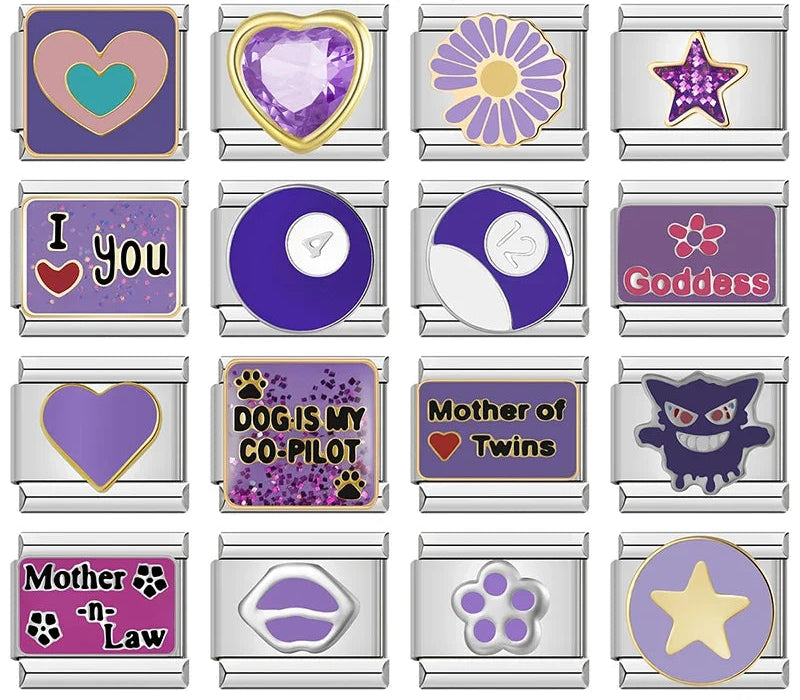 Charms Amantes do Roxo Prata