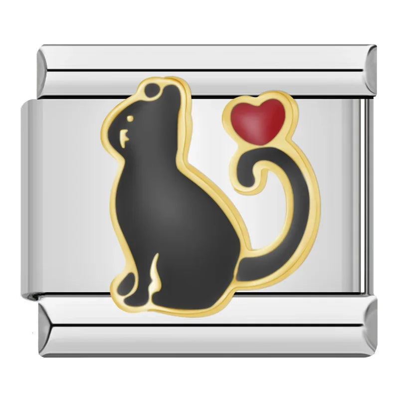 Charms Amantes de Gatos Prata e Dourado