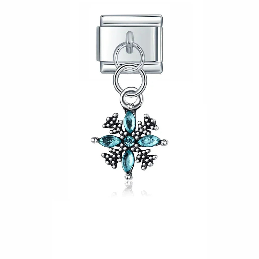 Charm Pendant Flor Turquesa Brilhante Prata