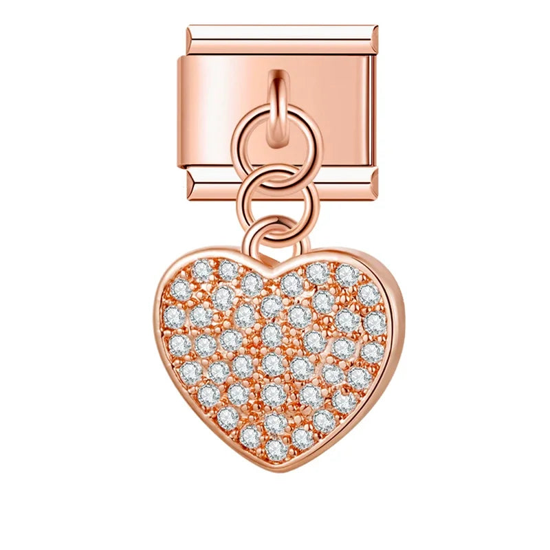 Charm Pendant Coração Brilhante (Prata, Gold e Rose)