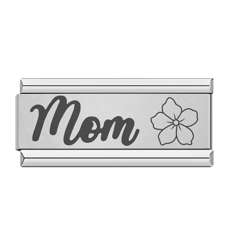 Charm Plaquinha Mom (Mãe) Prata