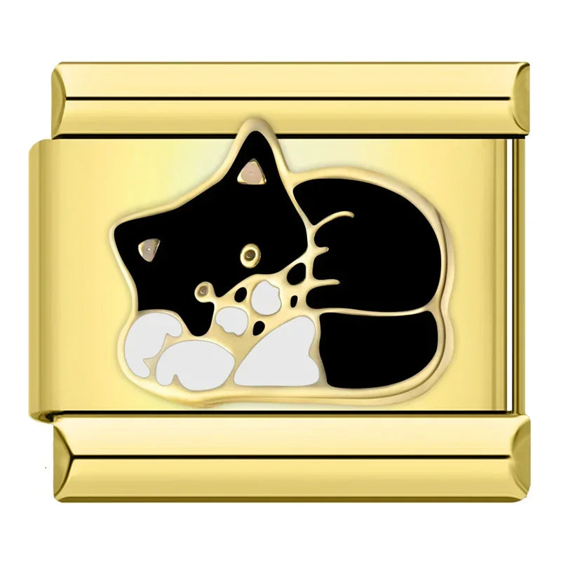 Charms Amantes de Gatos Prata e Dourado
