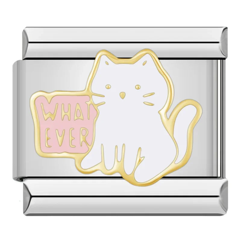 Charms Amantes de Gatos Prata e Dourado