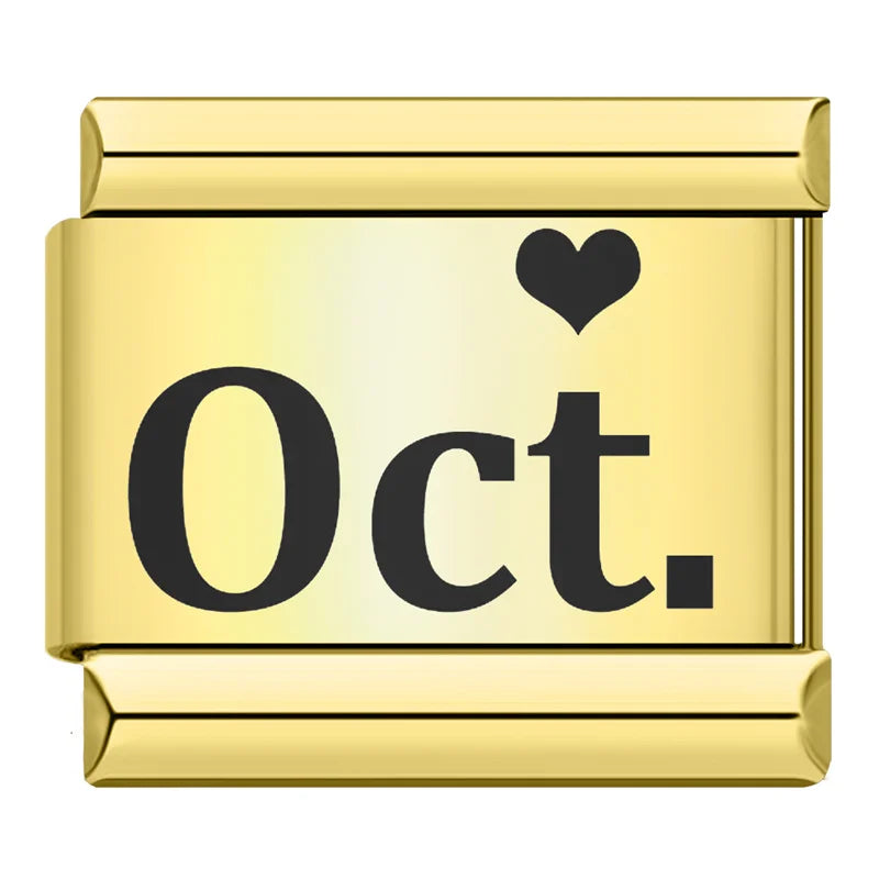 Charm Meses do ano com coração Gold