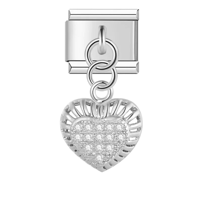 Charm Pendant Coração Brilhante (Prata, Gold e Rose)