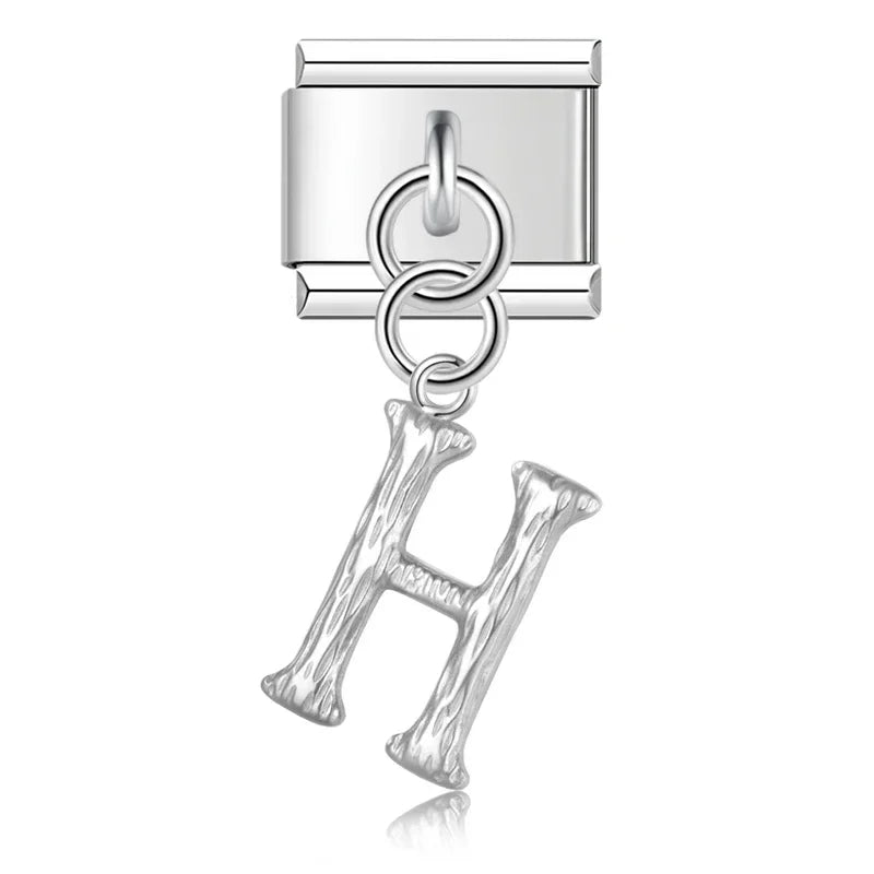 Charms Pendant A até Z Texturizado Prata