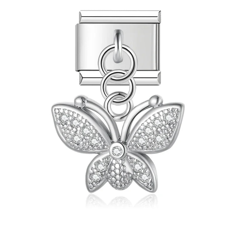 Charms Pendant Borboletas (Prata, Gold & Rose)