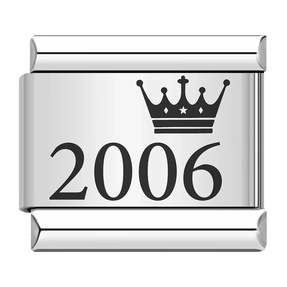 Charm Ano com Coroa 1990 a 2010 Prata