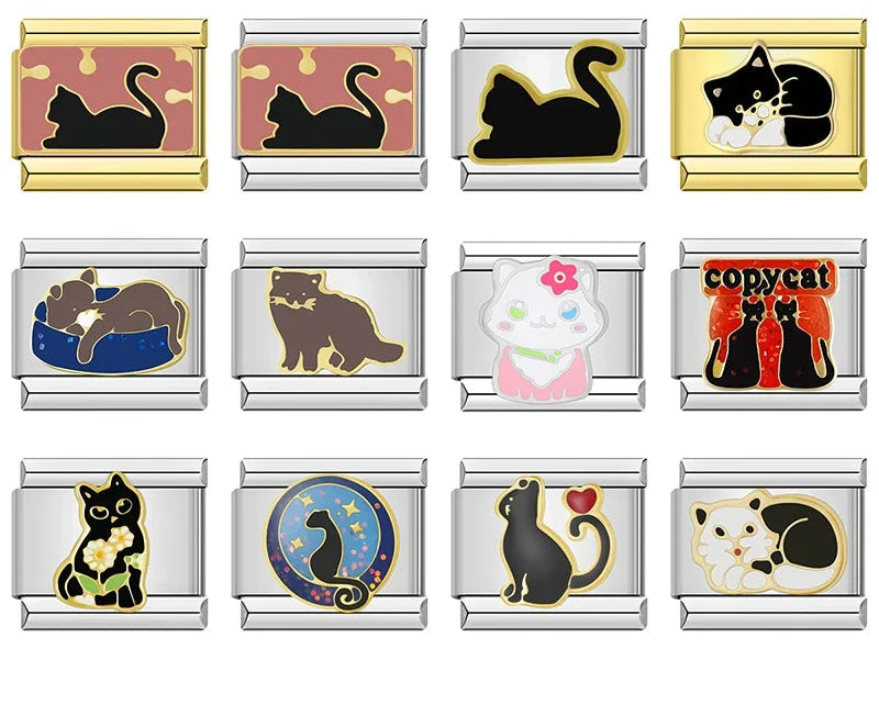 Charms Amantes de Gatos Prata e Dourado