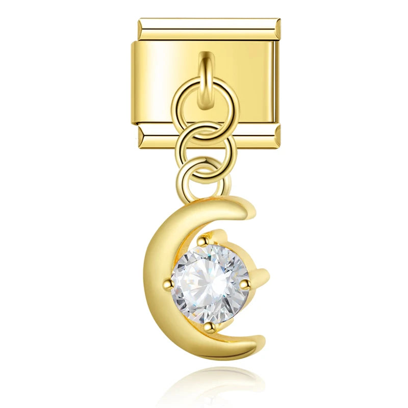 Charm Pendant Lua Cristal Gold