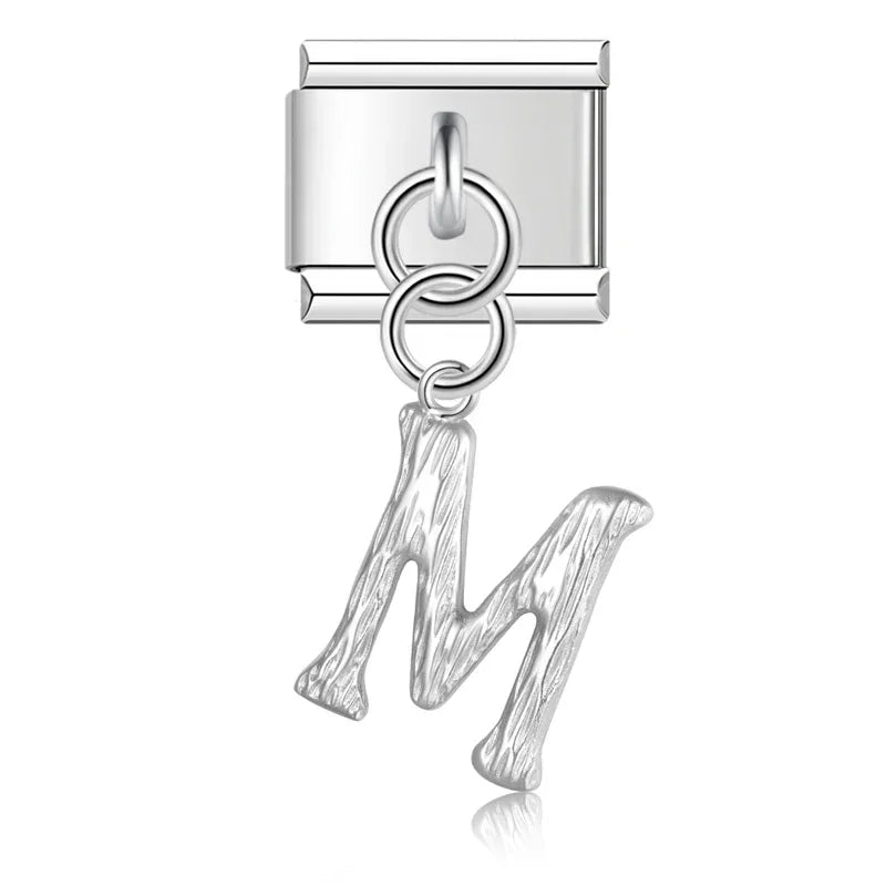 Charms Pendant A até Z Texturizado Prata