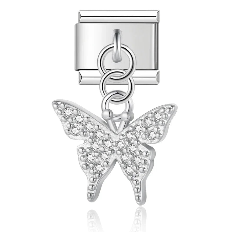 Charms Pendant Borboletas (Prata, Gold & Rose)