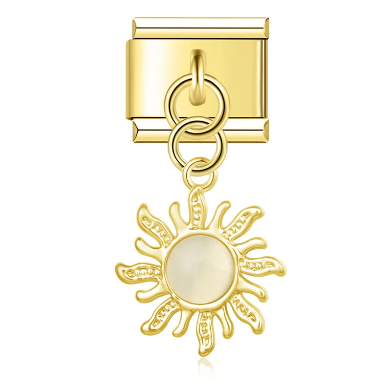 Charms Pendant Sol Colorido (Prata & Gold)
