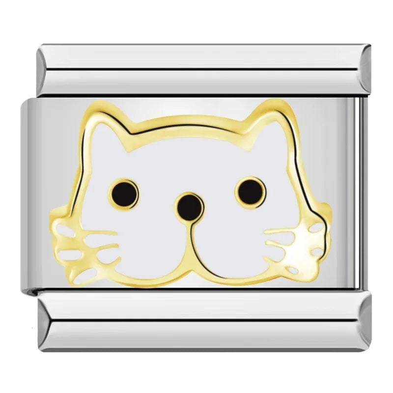 Charms Amantes de Gatos Prata e Dourado