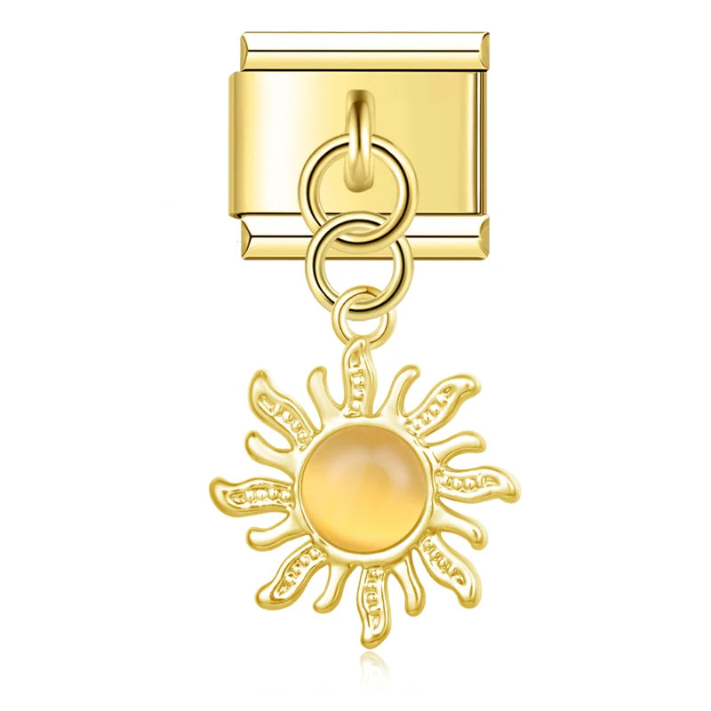 Charms Pendant Sol Colorido (Prata & Gold)