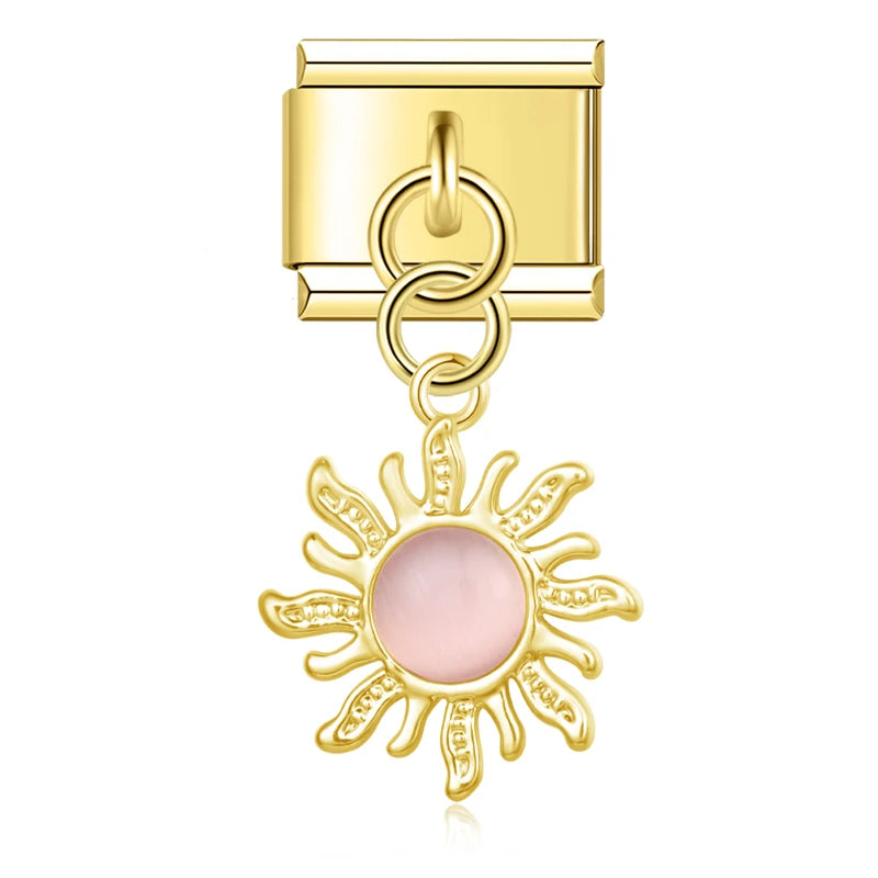 Charms Pendant Sol Colorido (Prata & Gold)