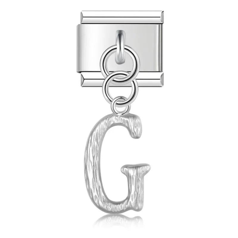 Charms Pendant A até Z Texturizado Prata