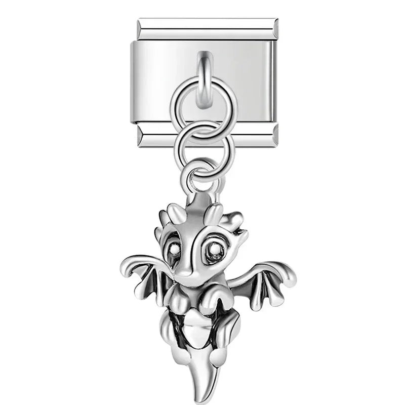 Charm pendant Dragao Prata