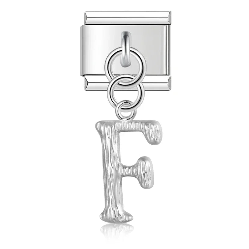 Charms Pendant A até Z Texturizado Prata
