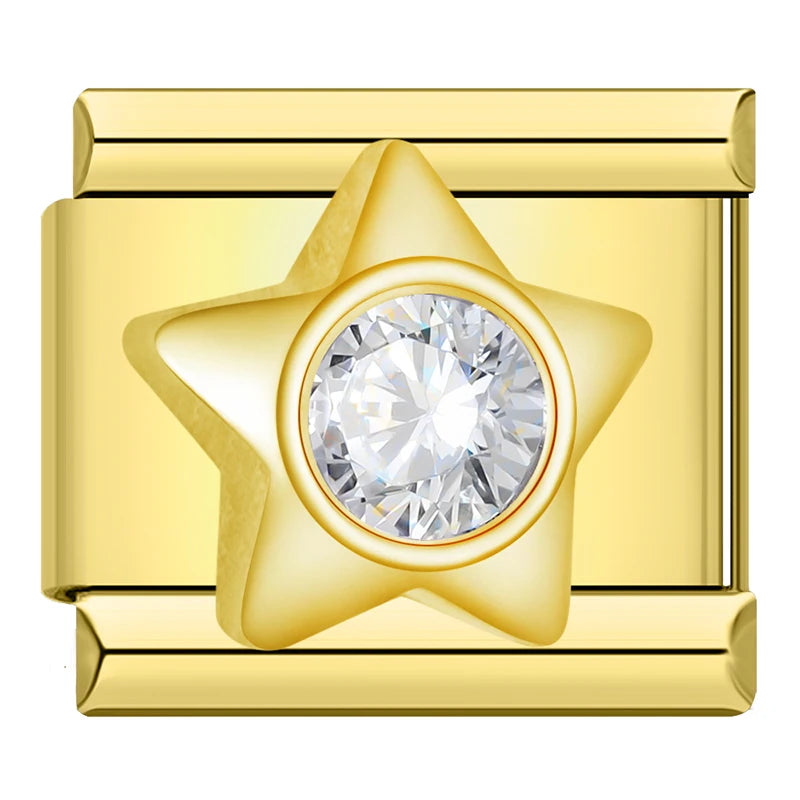 Charm Estrela com Cristal Gold