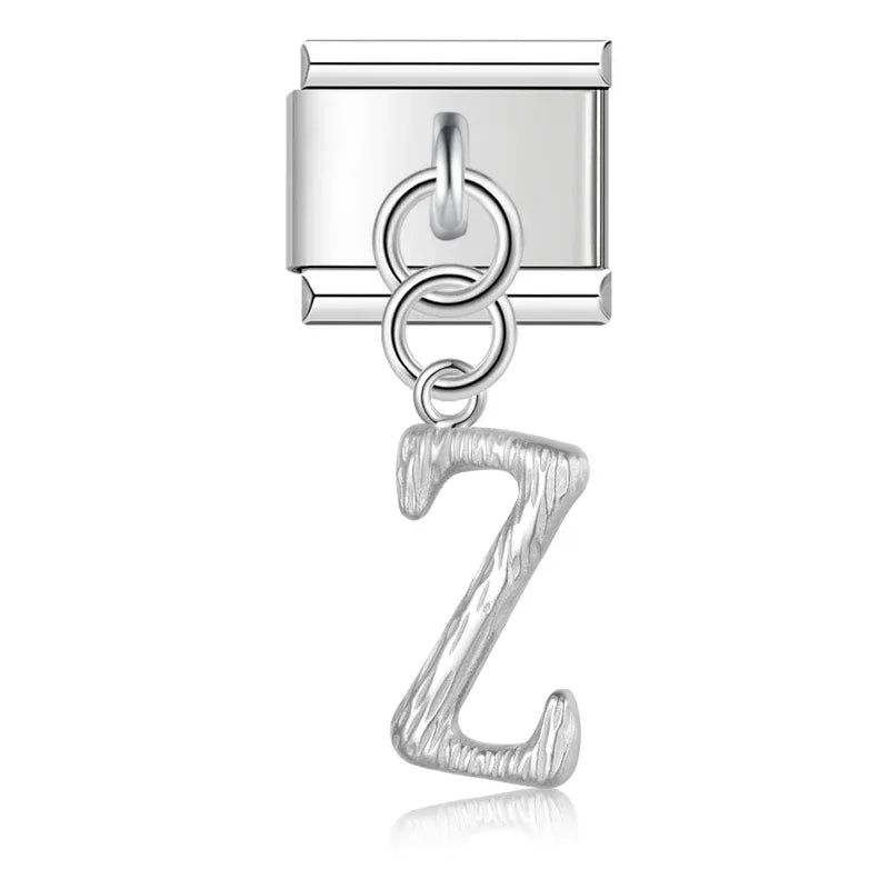 Charms Pendant A até Z Texturizado Prata