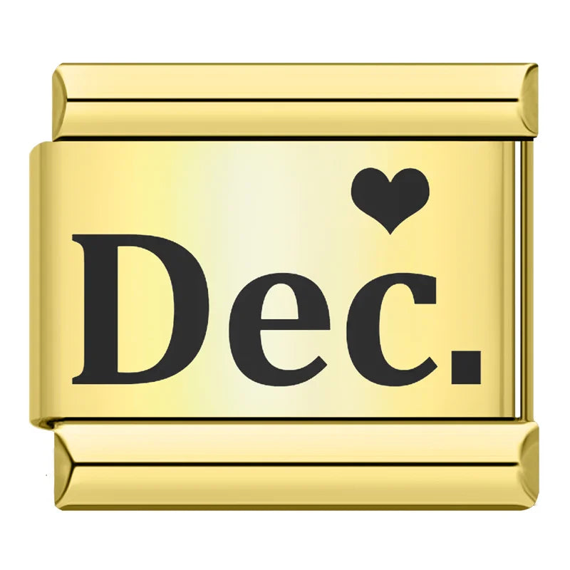 Charm Meses do ano com coração Gold