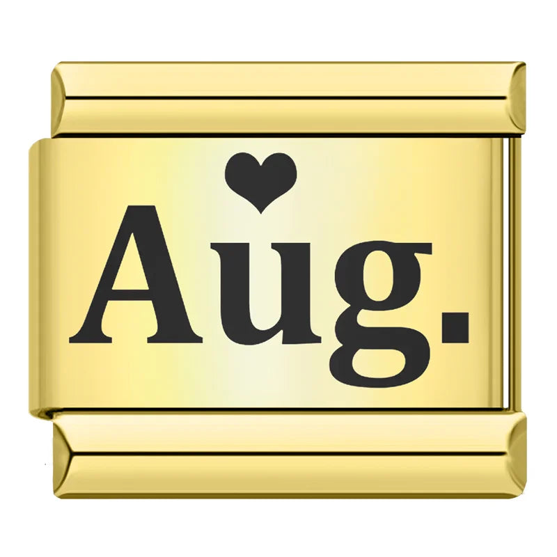 Charm Meses do ano com coração Gold