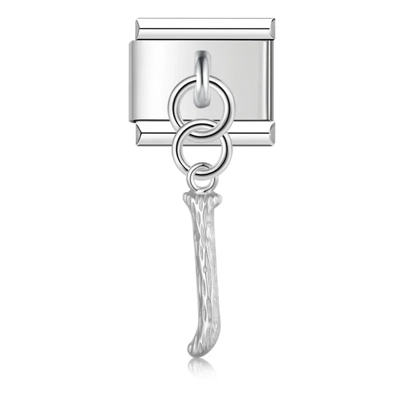 Charms Pendant A até Z Texturizado Prata