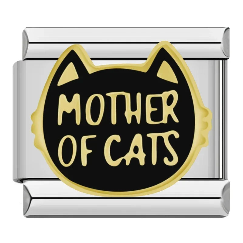 Charms Amantes de Gatos Prata e Dourado