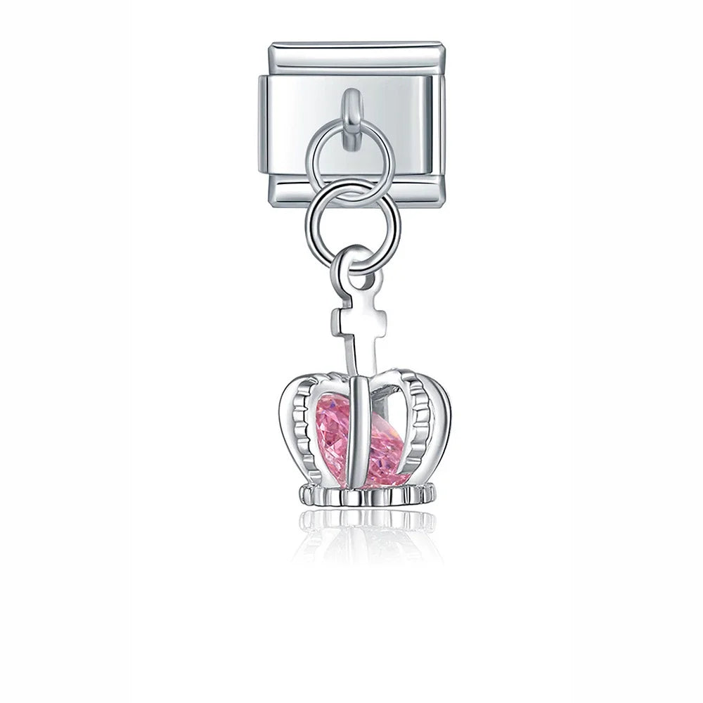 Charm pendant Coroa Rosa Prata