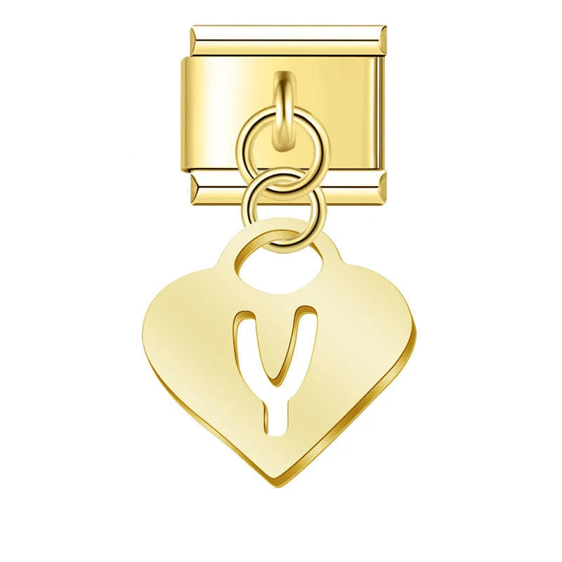 Charm Pendant Letras A até Z Coração Gold