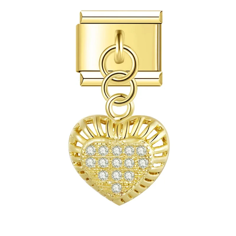 Charm Pendant Coração Brilhante (Prata, Gold e Rose)