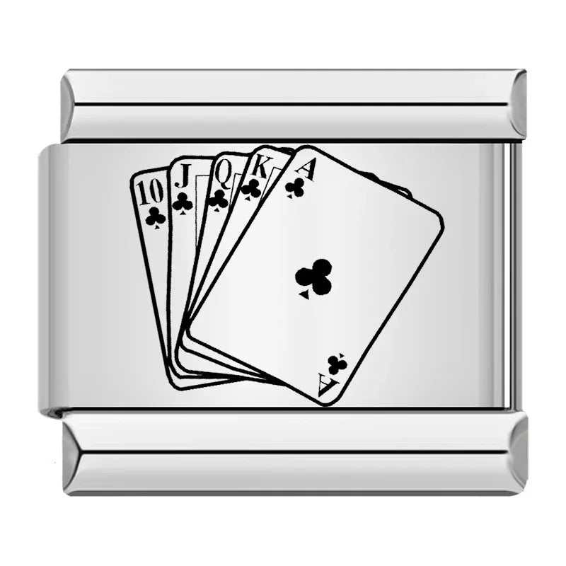 Charm Cartas de Baralho Prata