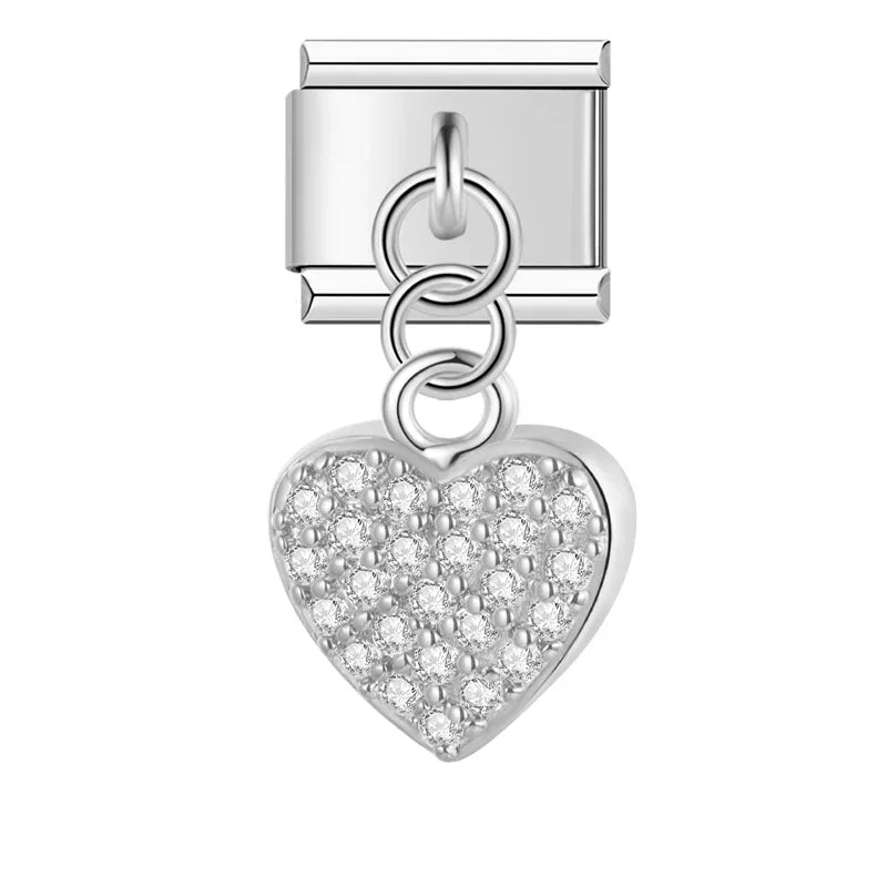Charm Pendant Coração Brilhante (Prata, Gold e Rose)