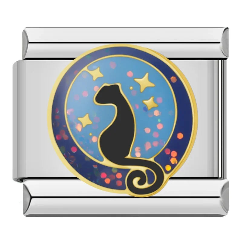 Charms Amantes de Gatos Prata e Dourado