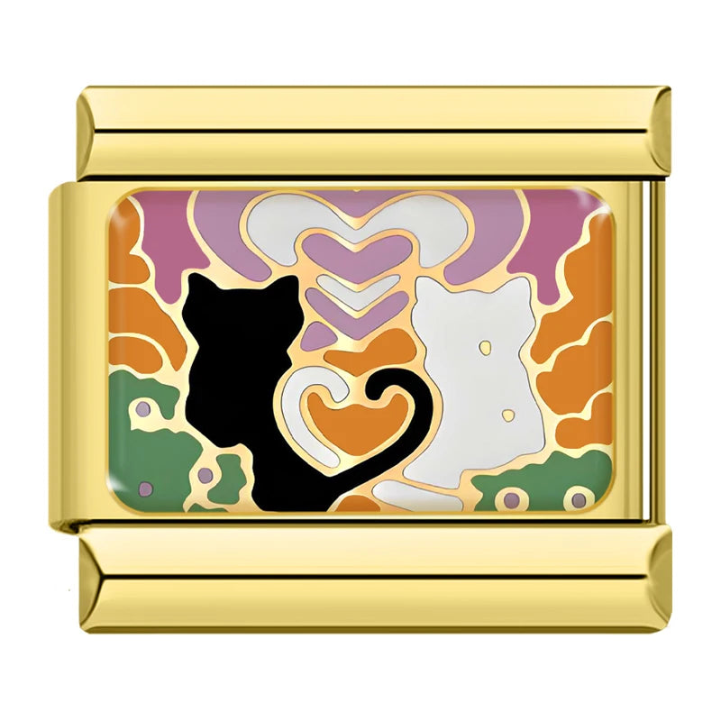 Charm Dois Gatinhos Arte Gold