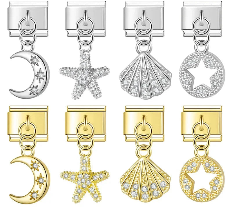 Charms Pendant Mar e Céu Prata e Gold