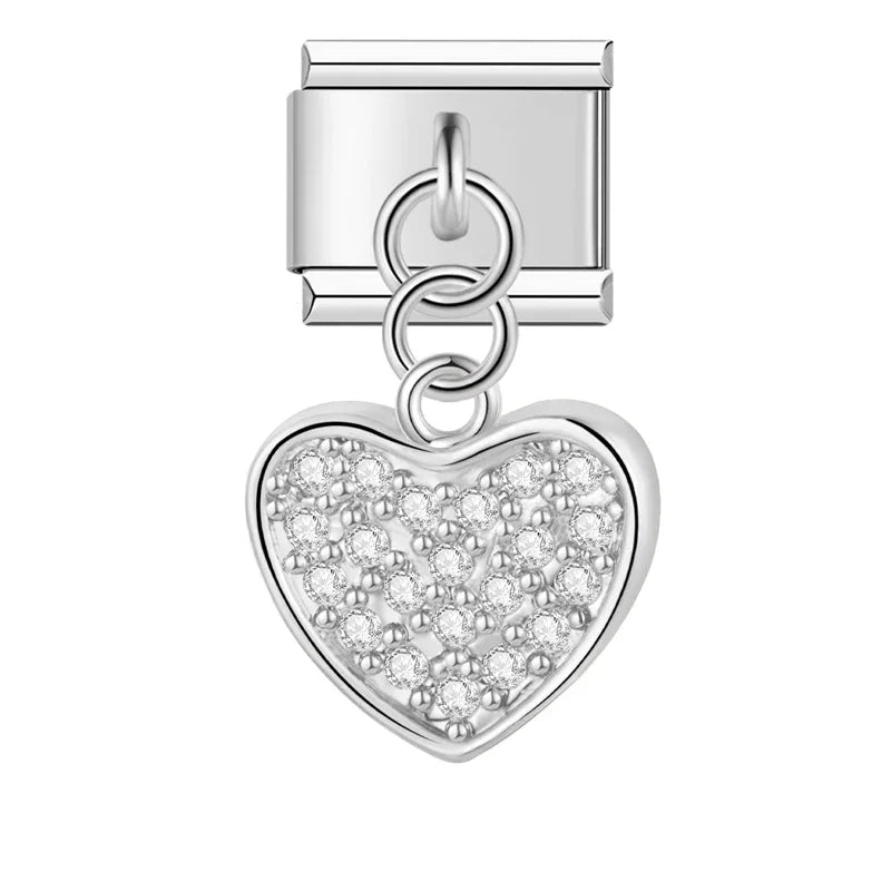 Charm Pendant Coração Brilhante (Prata, Gold e Rose)