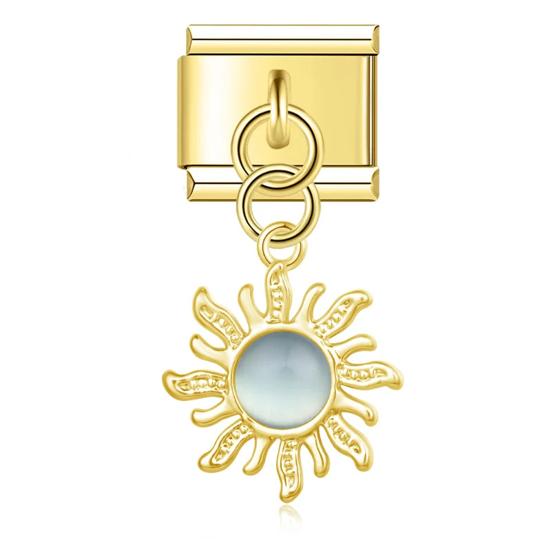 Charms Pendant Sol Colorido (Prata & Gold)