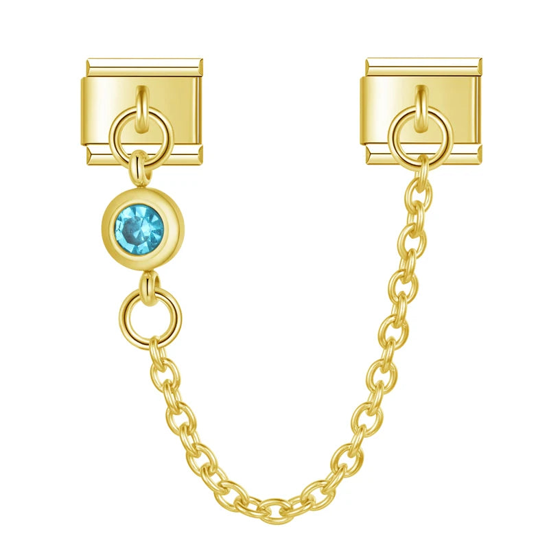 Charm Duplo Corrente com detalhe colorido (Prata e Gold)