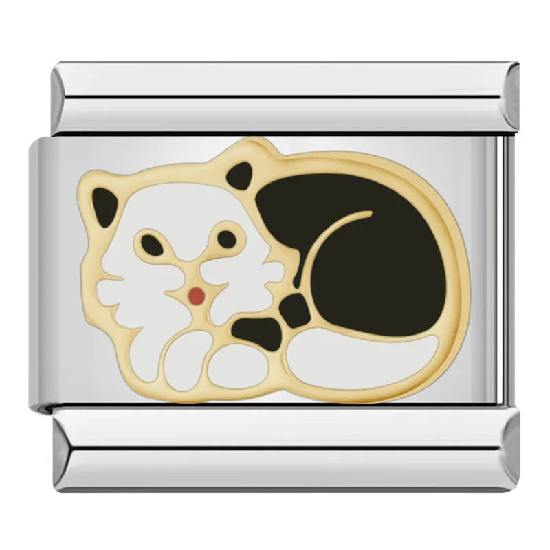Charms Amantes de Gatos Prata e Dourado