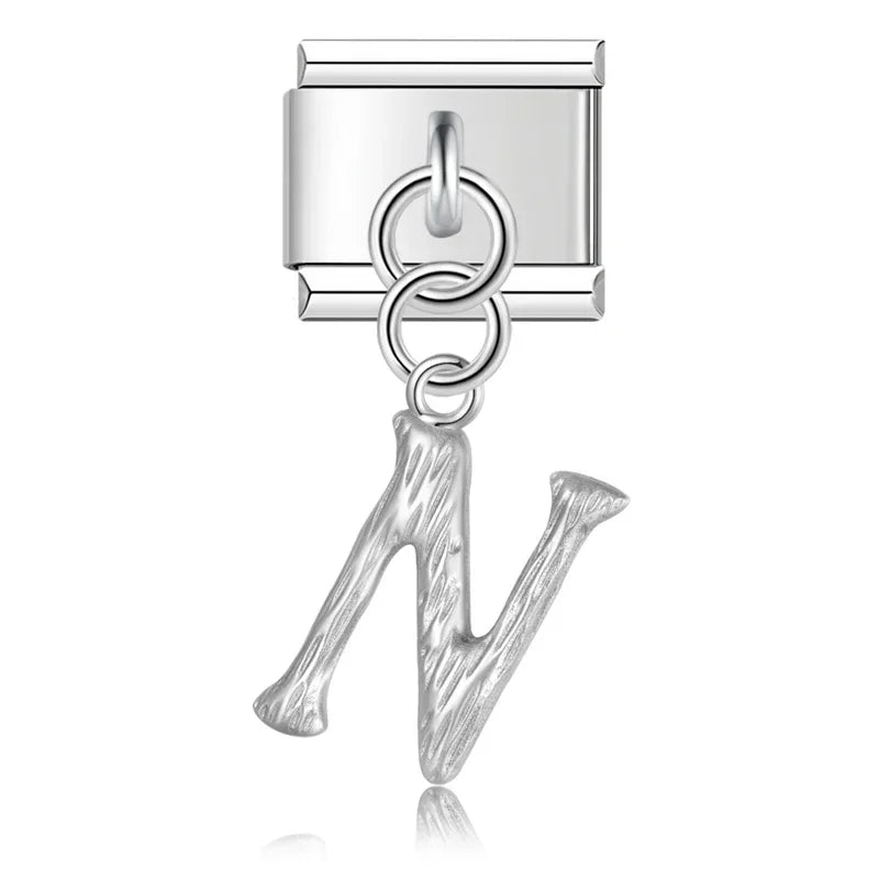 Charms Pendant A até Z Texturizado Prata